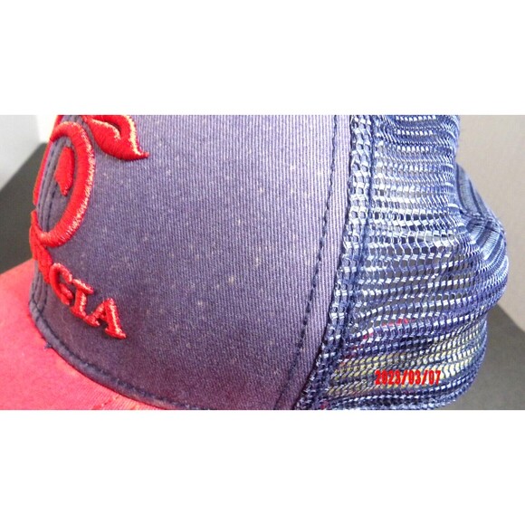 Stay Southern Georgia Baseball Hat Cap Adjustable Trucker Blue Red Peach State - Picture 3 of 9